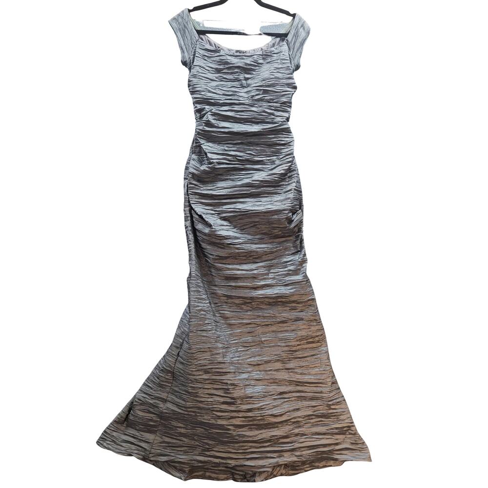 Alex Evenings Women's Crushed Taffeta Mermaid Gown Crinkle Stretch Fit  SZ 8